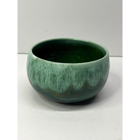 Small Vintage Green Drip Glaze Pottery Bowl Canada 3.5” wide - Picture 2 of 10